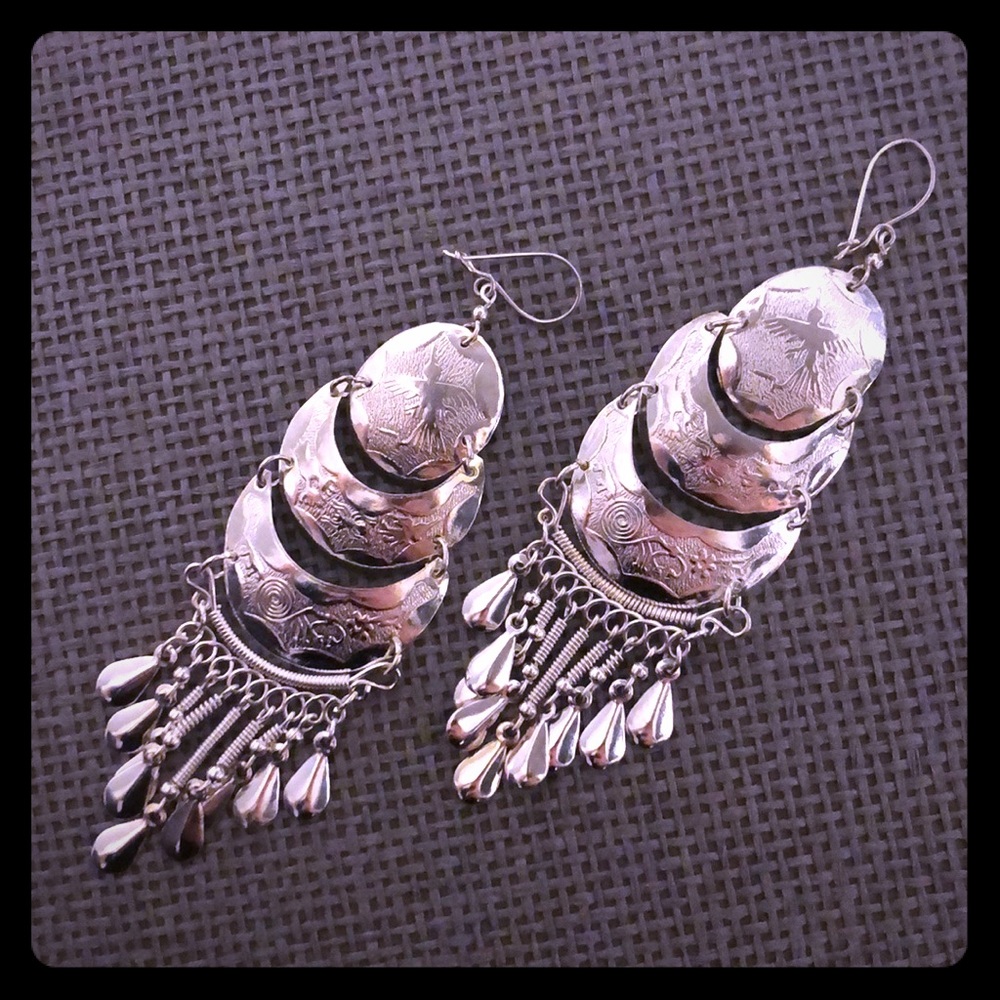 Peruvian Alpaca Silver Chandelier earrings